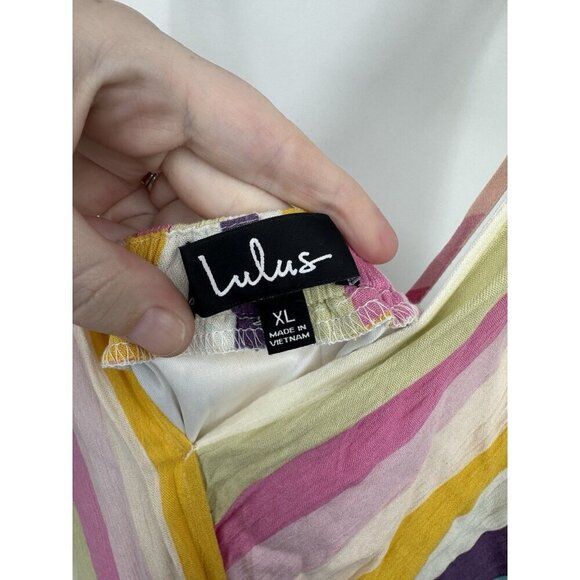 Lulus Lost In Paradise Striped Maxi Dress Women XL Colorful Beach Resortwear - Picture 4 of 8